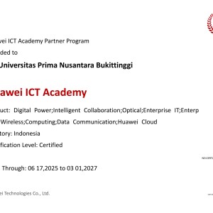 Universitas Prima Nusantara Bukittinggi mendapatkan Sertifikat Kerjasama dengan Huawei